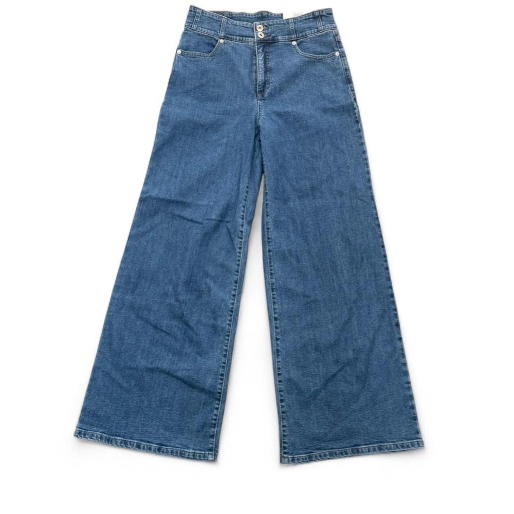 INC International Concepts Wide Leg High Rise Jeans Medium Indigo Wash 10/30 NEW - Picture 2 of 8